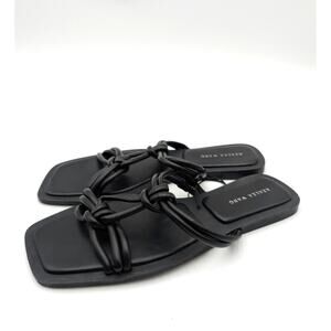 Azalea Wang Stetson Tubular Straps Knot Flat Sandals Women's Black Size US9